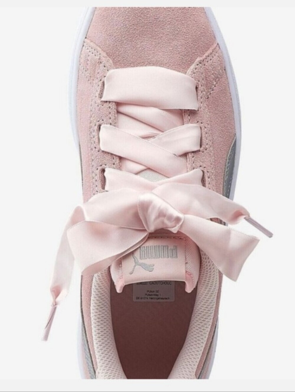 Puma Smash Ribbon Jr Sneaker Trainers Shoes Baby Pink Size US 6C - Picture 2 of 9